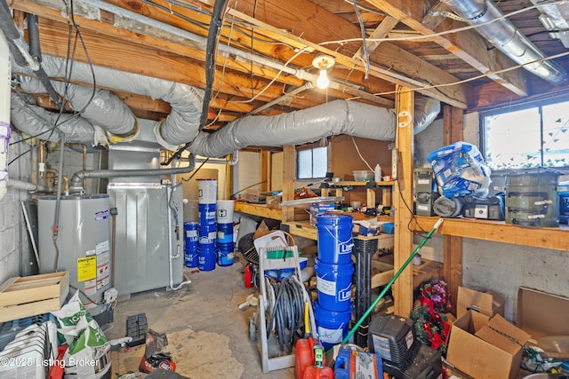 715 Woodland Ave, Frankfort, KY 40601 - below grade area featuring water heater, healthy amount of natural light, and heating unit