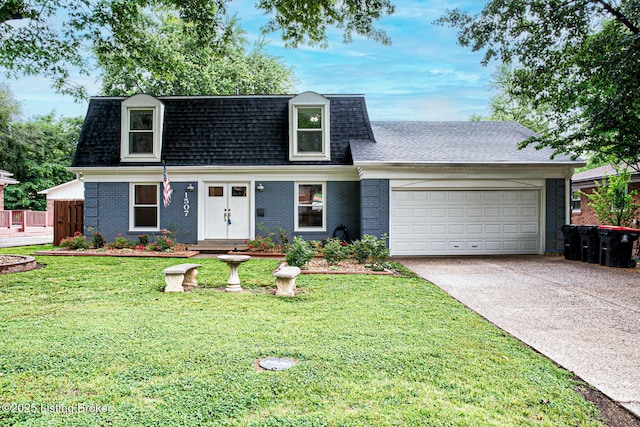 1507 Glenrock Rd, Louisville, KY 40216 - view of front facade with roof with shingles, driveway, a garage, brick siding, and a front yard