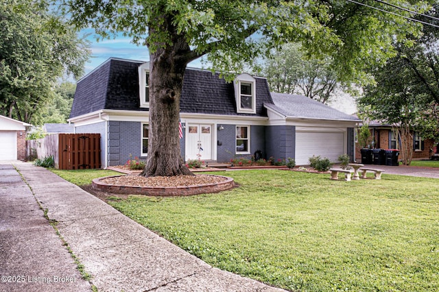 1507 Glenrock Rd, Louisville, KY 40216 - view of front facade featuring a shingled roof, brick siding, driveway, a garage, and mansard roof