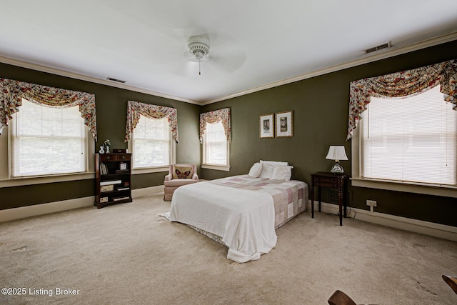 916 Audubon Pkwy, Audubon Park, KY 40213 - bedroom featuring carpet floors, crown molding, ceiling fan, and baseboards
