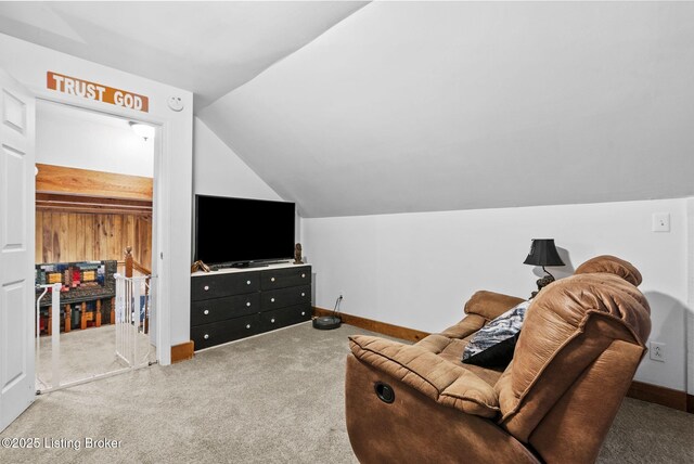 3804 Grassy Creek Dr, Lexington, KY 40503 - living area with carpet flooring, lofted ceiling, and baseboards