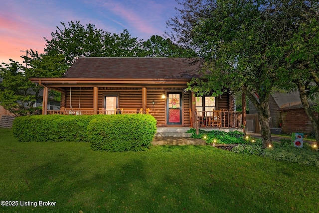 3804 Grassy Creek Dr, Lexington, KY 40503 - log home featuring log exterior, a porch, and a front yard