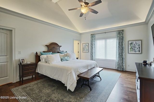 5201 Spring Mist Ct, Prospect, KY 40059 - bedroom with lofted ceiling, dark wood finished floors, baseboards, and ceiling fan