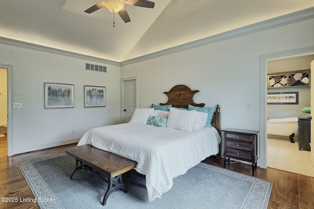 5201 Spring Mist Ct, Prospect, KY 40059 - bedroom with lofted ceiling, wood finished floors, baseboards, and a ceiling fan
