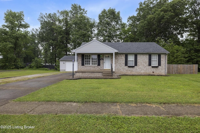 6821 James Madison Way, Louisville, KY 40272 - ranch-style house featuring brick siding, driveway, roof with shingles, and view of scattered trees