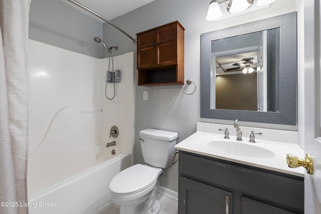 6821 James Madison Way, Louisville, KY 40272 - full bathroom featuring toilet, shower / bathtub combination with curtain, and vanity