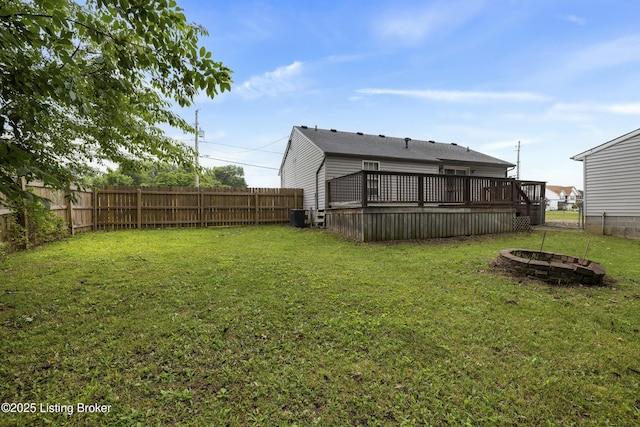 6821 James Madison Way, Louisville, KY 40272 - view of yard with a wooden deck and central air condition unit