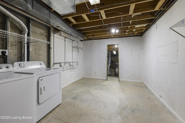 6821 James Madison Way, Louisville, KY 40272 - unfinished basement featuring separate washer and dryer and baseboards