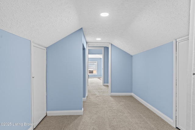 3106 Ramser Ave, Louisville, KY 40216 - bonus room featuring a textured ceiling, carpet floors, lofted ceiling, and recessed lighting