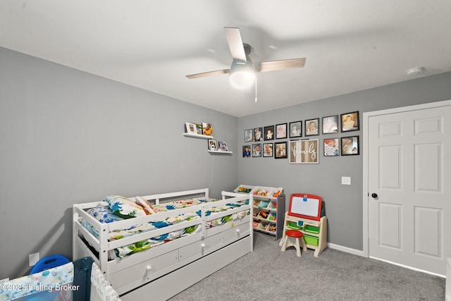 987 Wheelers Mill Rd, Munfordville, KY 42765 - bedroom with carpet flooring, ceiling fan, and baseboards