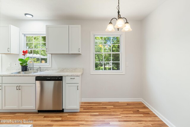 10518 Fairview Ave, Louisville, KY 40299 - kitchen featuring dishwasher, a sink, healthy amount of natural light, and light wood-style flooring
