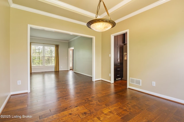 3613 Wynbrooke Cir, Louisville, KY 40241 - empty room with crown molding, baseboards, and dark wood-type flooring