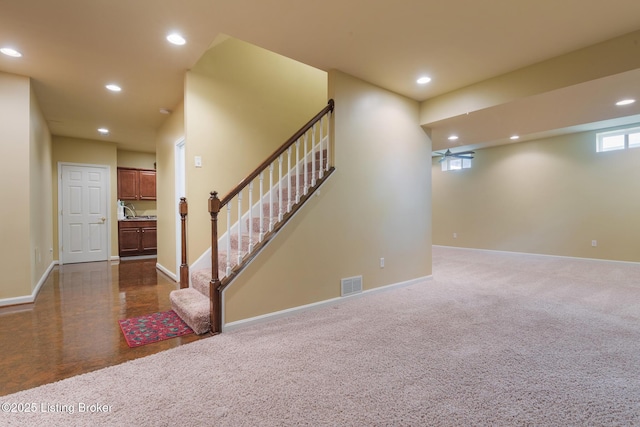3613 Wynbrooke Cir, Louisville, KY 40241 - stairs featuring recessed lighting, carpet, and baseboards