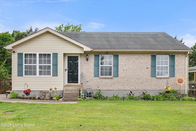 1300 Keane Ave, La Grange, KY 40031 - view of front of property featuring entry steps, a front yard, brick siding, and roof with shingles