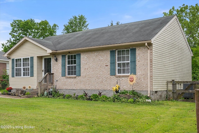 1300 Keane Ave, La Grange, KY 40031 - single story home featuring a front lawn, roof with shingles, and brick siding