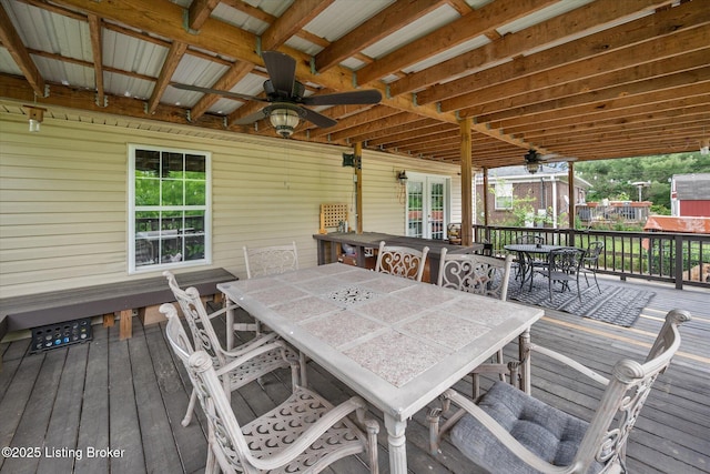 1300 Keane Ave, La Grange, KY 40031 - wooden terrace with outdoor dining area and ceiling fan