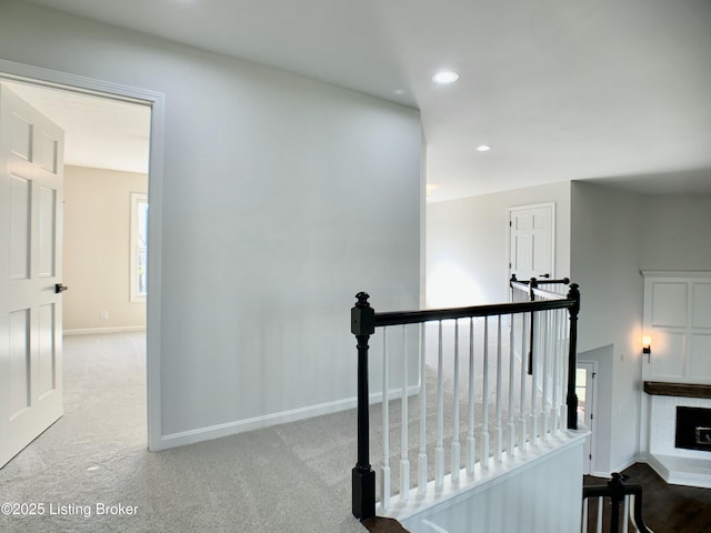 5101 Elm Tree Pl, Louisville, KY 40299 - stairway featuring baseboards, carpet floors, and recessed lighting