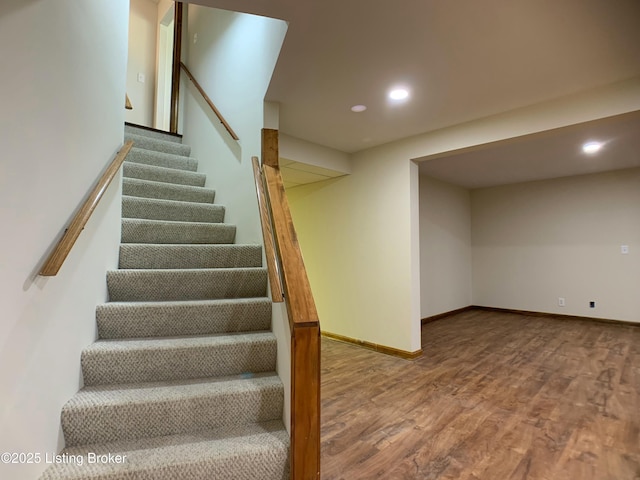 5101 Elm Tree Pl, Louisville, KY 40299 - staircase featuring wood finished floors, recessed lighting, and baseboards