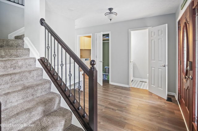 12308 Dominion Way, Louisville, KY 40299 - staircase with hardwood / wood-style flooring and baseboards