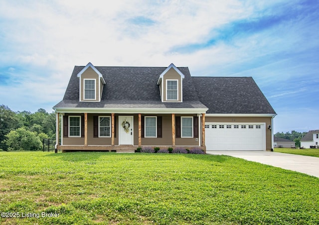 58 Sissy Ct, Elizabethtown, KY 42701 - new england style home featuring driveway, an attached garage, a front lawn, and a porch