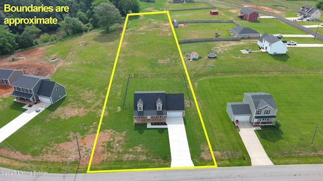 58 Sissy Ct, Elizabethtown, KY 42701 - aerial view of sparsely populated area with property parcel outlined