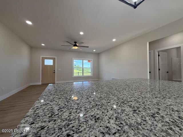 49 Roy Rd, Eastview, KY 42732 - empty room with wood finished floors, recessed lighting, ceiling fan, and baseboards