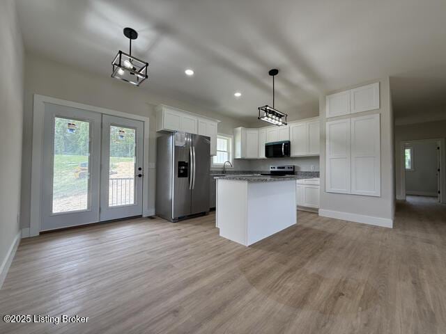 49 Roy Rd, Eastview, KY 42732 - kitchen with appliances with stainless steel finishes, white cabinets, light wood-type flooring, and recessed lighting
