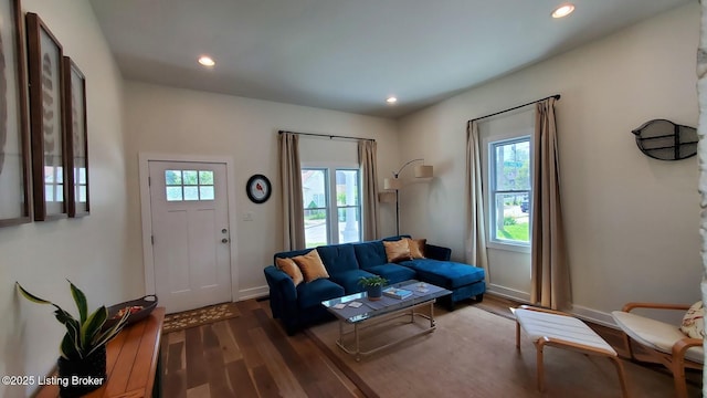 621 E Kentucky St, Louisville, KY 40203 - living room with wood finished floors, recessed lighting, and baseboards
