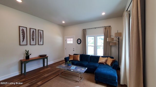 621 E Kentucky St, Louisville, KY 40203 - living area featuring wood finished floors, recessed lighting, and baseboards
