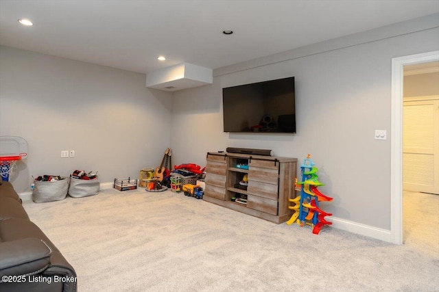 10801 Little Pond Rd, Goshen, KY 40026 - game room with carpet floors, baseboards, and recessed lighting