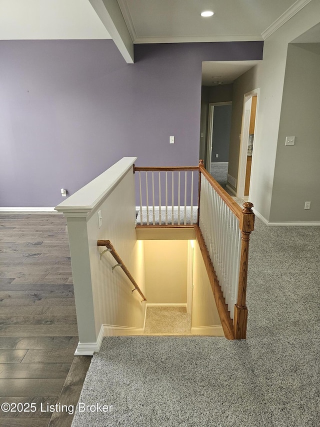 11307 Wind Haven Way, Louisville, KY 40291 - staircase with ornamental molding, baseboards, recessed lighting, and carpet