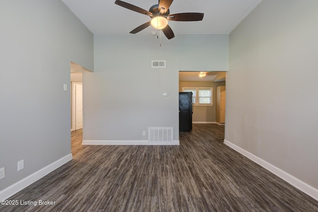 13500 Greystone Ave, Louisville, KY 40272 - spare room featuring a ceiling fan, dark wood-style flooring, and high vaulted ceiling