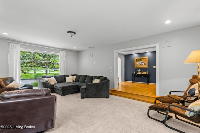 11805 Cedardale Rd, Anchorage, KY 40223 - living room featuring recessed lighting and carpet flooring