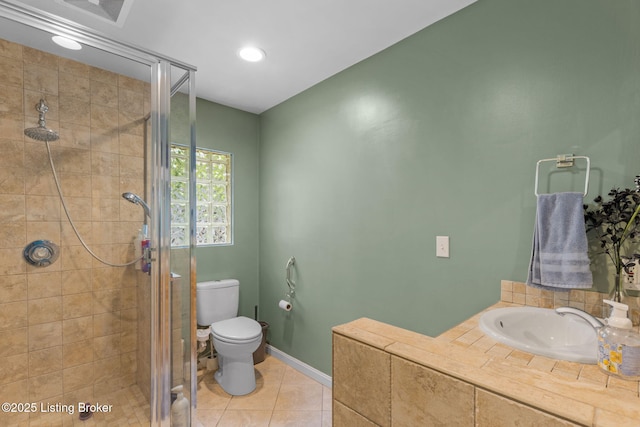 11805 Cedardale Rd, Anchorage, KY 40223 - full bathroom featuring a sink, a shower stall, toilet, and tile patterned floors