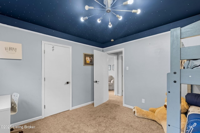 11805 Cedardale Rd, Anchorage, KY 40223 - carpeted bedroom featuring baseboards and a chandelier