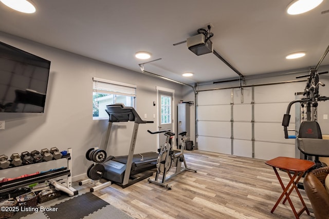 11805 Cedardale Rd, Anchorage, KY 40223 - exercise area featuring light wood-style floors and recessed lighting