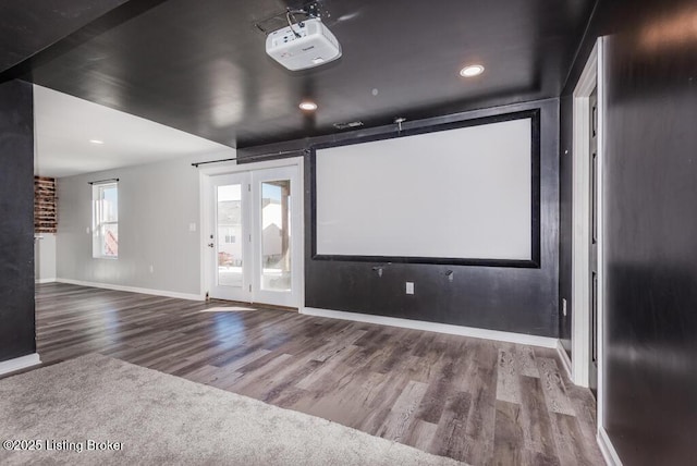 9006 Big Boulder Dr, Louisville, KY 40291 - cinema room with wood finished floors, baseboards, and recessed lighting