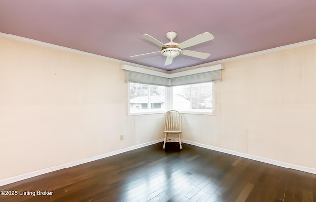 1031 Thruston Ave, Louisville, KY 40217 - unfurnished room with wood-type flooring, ceiling fan, ornamental molding, and baseboards