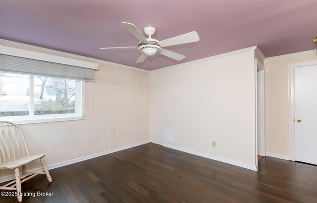 1031 Thruston Ave, Louisville, KY 40217 - empty room with wood finished floors, a ceiling fan, baseboards, and ornamental molding