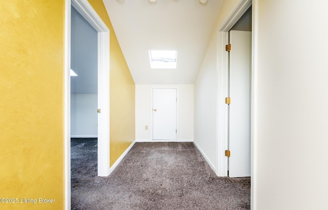 1031 Thruston Ave, Louisville, KY 40217 - hall with carpet, a skylight, lofted ceiling, and baseboards