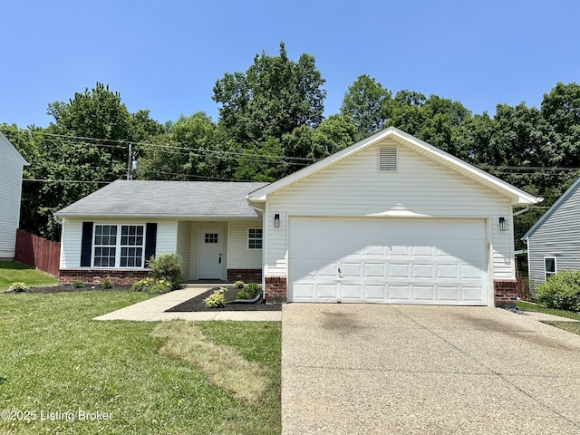 1129 Willow Oak Ln, La Grange, KY 40031 - single story home with driveway, brick siding, a garage, and roof with shingles