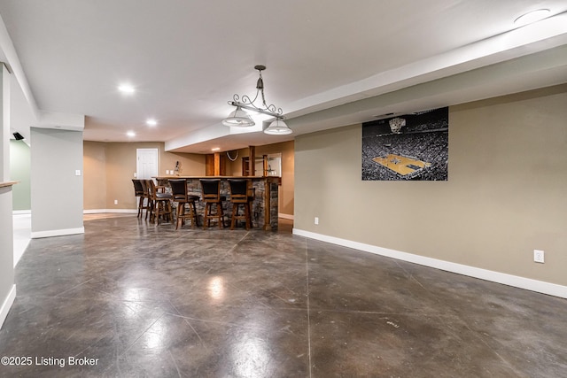 171 Williams Ct, Brooks, KY 40109 - kitchen with recessed lighting, baseboards, concrete floors, and hanging light fixtures
