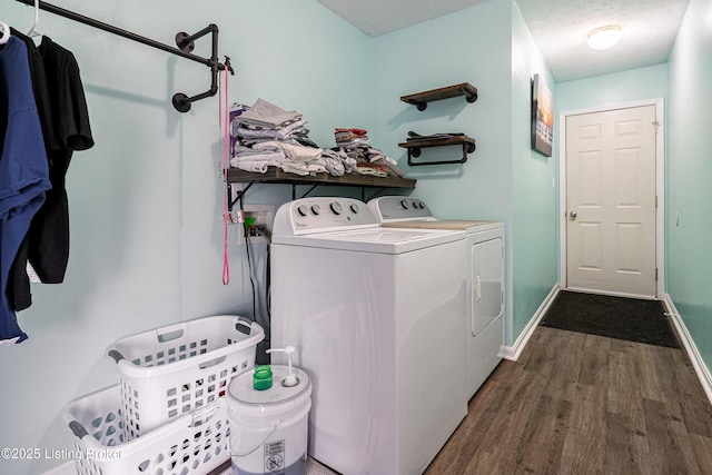171 Williams Ct, Brooks, KY 40109 - washroom with independent washer and dryer, dark wood finished floors, baseboards, and a textured ceiling