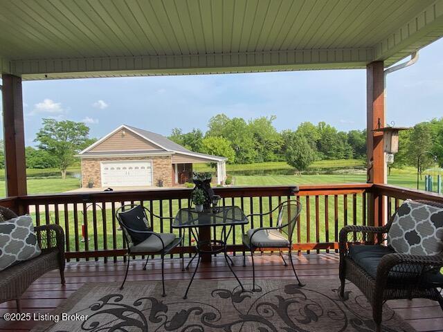 1013 Mallards Cv, Bardstown, KY 40004 - wooden deck featuring an outbuilding and a yard