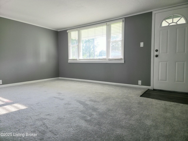 7125 Sky Blue Ave, Louisville, KY 40258 - carpeted entryway featuring ornamental molding and baseboards