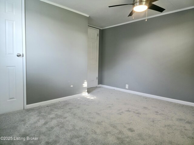 7125 Sky Blue Ave, Louisville, KY 40258 - carpeted spare room featuring ceiling fan, crown molding, and baseboards