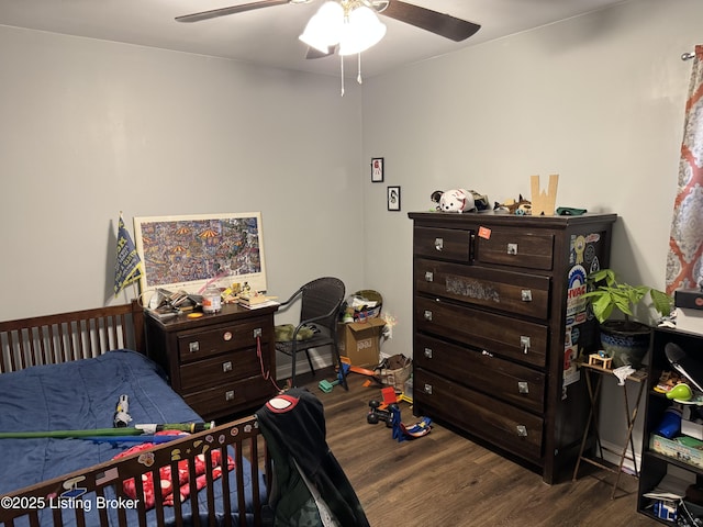 1103 Foxfire Rd, Bardstown, KY 40004 - bedroom with wood finished floors and a ceiling fan
