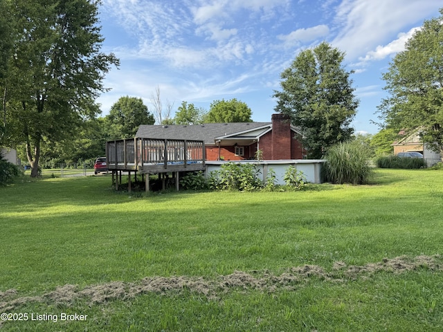1103 Foxfire Rd, Bardstown, KY 40004 - view of grassy yard with a wooden deck
