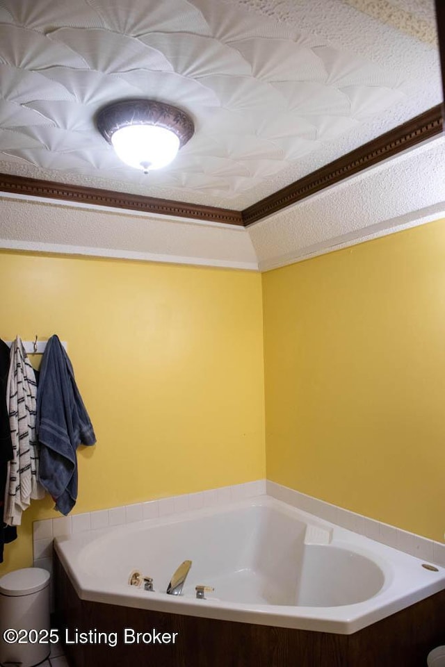1103 Foxfire Rd, Bardstown, KY 40004 - bathroom featuring a jetted tub and ornamental molding