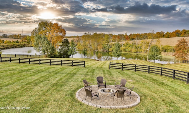 1416 Taylor Wood Rd, Simpsonville, KY 40067 - view of yard with a water view and a fire pit